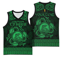 Personalized Cardiganshire Ceredigion Basketball Jersey Green Leaping Salmon Celtic-inspired - Wonder Print Shop