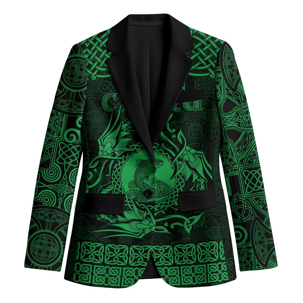 Personalized Cardiganshire Ceredigion Blazer Green Leaping Salmon Celtic-inspired - Wonder Print Shop