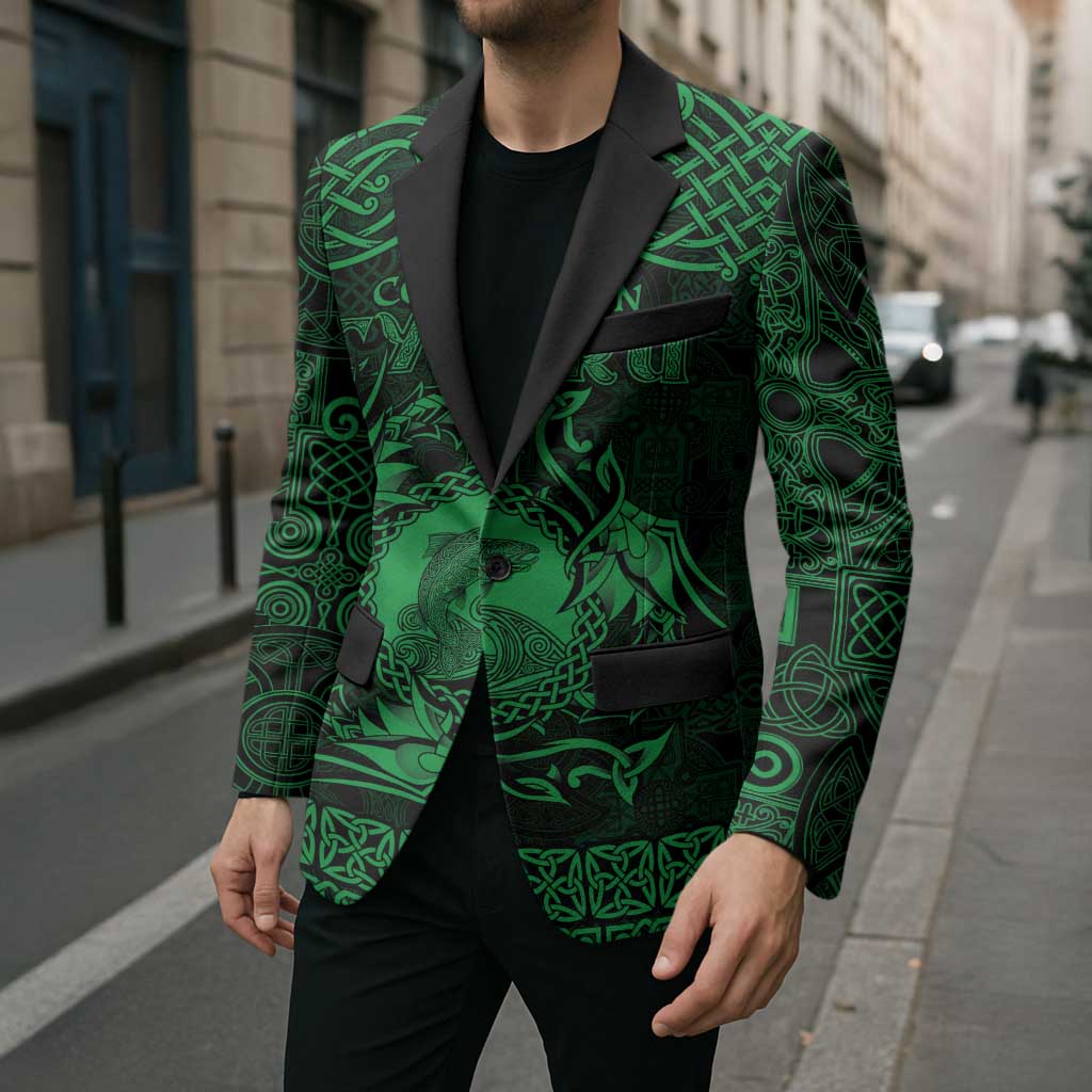 Personalized Cardiganshire Ceredigion Blazer Green Leaping Salmon Celtic-inspired - Wonder Print Shop