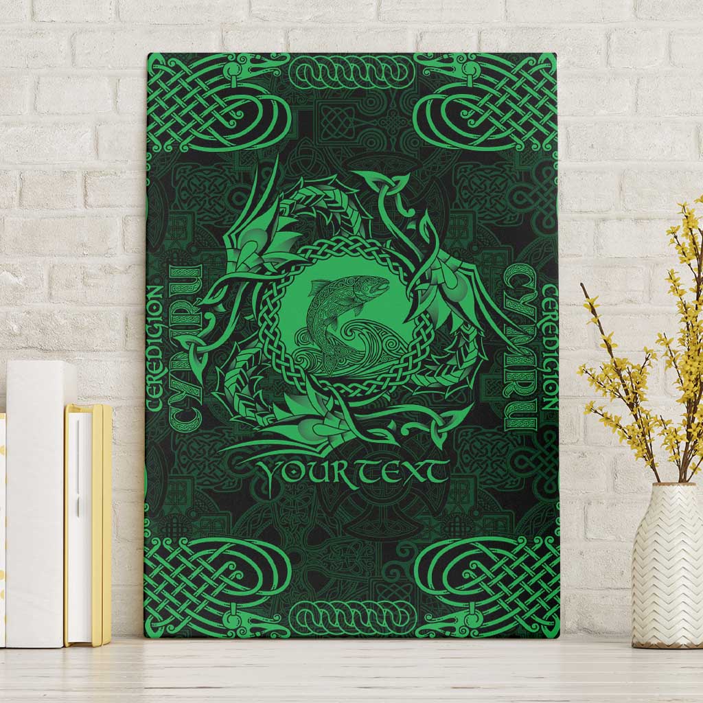 Personalized Cardiganshire Ceredigion Canvas Wall Art Green Leaping Salmon Celtic-inspired - Wonder Print Shop