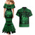 Personalized Cardiganshire Ceredigion Couples Matching Mermaid Dress and Hawaiian Shirt Green Leaping Salmon Celtic-inspired - Wonder Print Shop