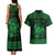 Personalized Cardiganshire Ceredigion Couples Matching Tank Maxi Dress and Hawaiian Shirt Green Leaping Salmon Celtic-inspired - Wonder Print Shop