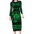 Personalized Cardiganshire Ceredigion Family Matching Long Sleeve Bodycon Dress and Hawaiian Shirt Green Leaping Salmon Celtic-inspired - Wonder Print Shop