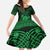 Personalized Cardiganshire Ceredigion Family Matching Off The Shoulder Long Sleeve Dress and Hawaiian Shirt Green Leaping Salmon Celtic-inspired - Wonder Print Shop