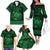Personalized Cardiganshire Ceredigion Family Matching Off The Shoulder Long Sleeve Dress and Hawaiian Shirt Green Leaping Salmon Celtic-inspired - Wonder Print Shop