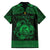 Personalized Cardiganshire Ceredigion Family Matching Off The Shoulder Long Sleeve Dress and Hawaiian Shirt Green Leaping Salmon Celtic-inspired - Wonder Print Shop