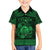 Personalized Cardiganshire Ceredigion Family Matching Off The Shoulder Long Sleeve Dress and Hawaiian Shirt Green Leaping Salmon Celtic-inspired - Wonder Print Shop