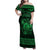 Personalized Cardiganshire Ceredigion Family Matching Off Shoulder Maxi Dress and Hawaiian Shirt Green Leaping Salmon Celtic-inspired - Wonder Print Shop