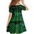 Personalized Cardiganshire Ceredigion Family Matching Off Shoulder Short Dress and Hawaiian Shirt Green Leaping Salmon Celtic-inspired - Wonder Print Shop