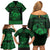 Personalized Cardiganshire Ceredigion Family Matching Off Shoulder Short Dress and Hawaiian Shirt Green Leaping Salmon Celtic-inspired - Wonder Print Shop