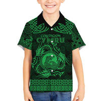 Personalized Cardiganshire Ceredigion Family Matching Tank Maxi Dress and Hawaiian Shirt Green Leaping Salmon Celtic-inspired - Wonder Print Shop