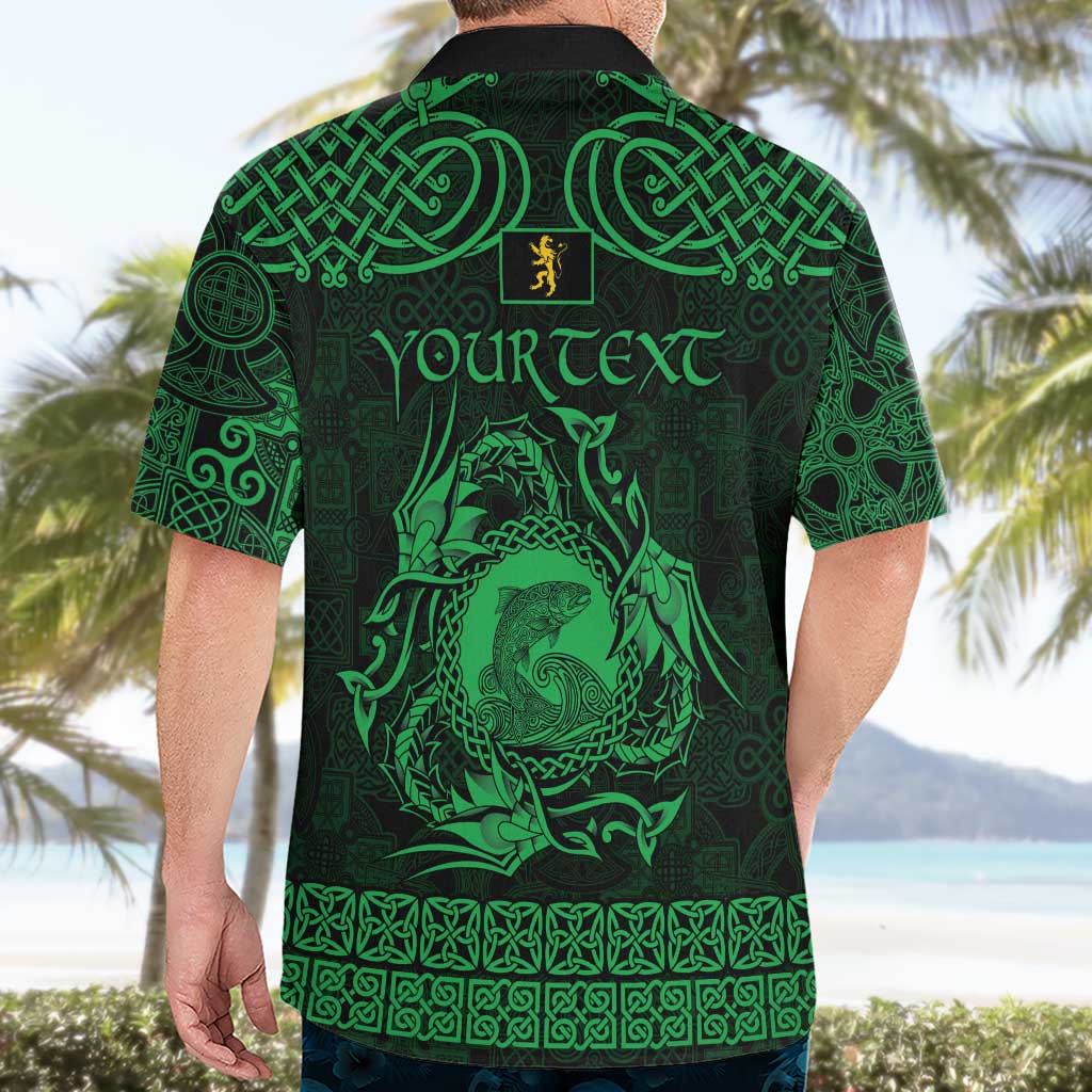 Personalized Cardiganshire Ceredigion Hawaiian Shirt Green Leaping Salmon Celtic-inspired - Wonder Print Shop