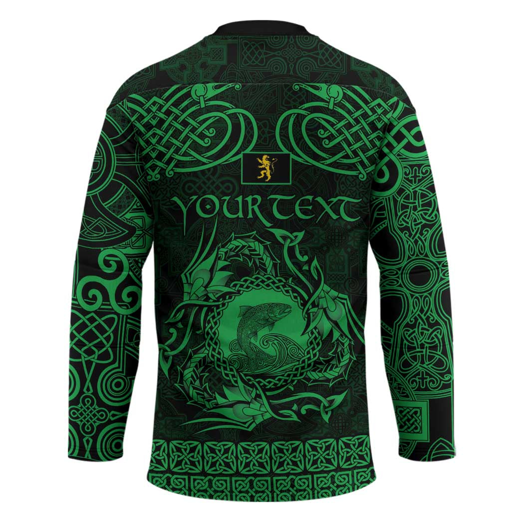 Personalized Cardiganshire Ceredigion Hockey Jersey Green Leaping Salmon Celtic-inspired - Wonder Print Shop