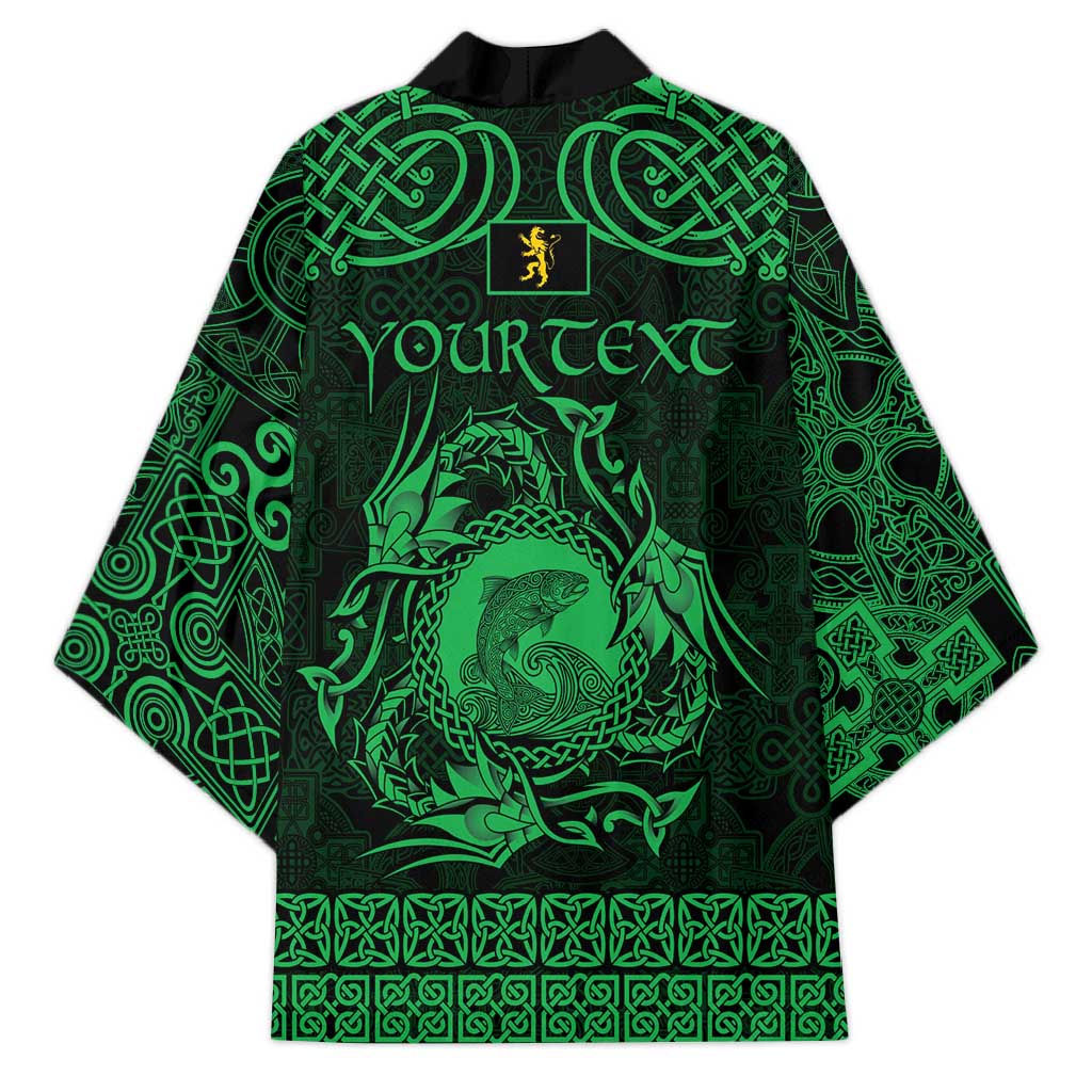 Personalized Cardiganshire Ceredigion Kimono Green Leaping Salmon Celtic-inspired - Wonder Print Shop