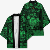 Personalized Cardiganshire Ceredigion Kimono Green Leaping Salmon Celtic-inspired - Wonder Print Shop