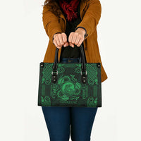 Personalized Cardiganshire Ceredigion Leather Bag Green Leaping Salmon Celtic-inspired - Wonder Print Shop