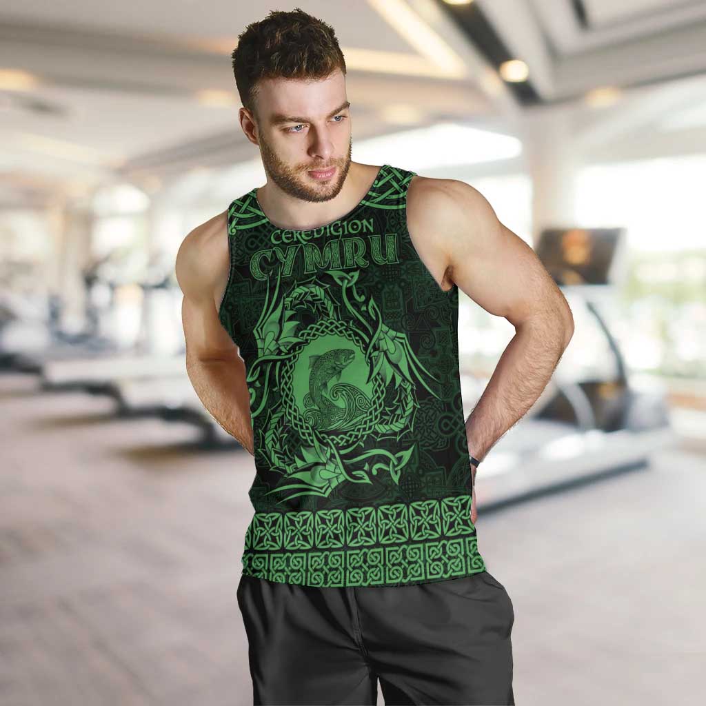 Personalized Cardiganshire Ceredigion Men Tank Top Green Leaping Salmon Celtic-inspired - Wonder Print Shop