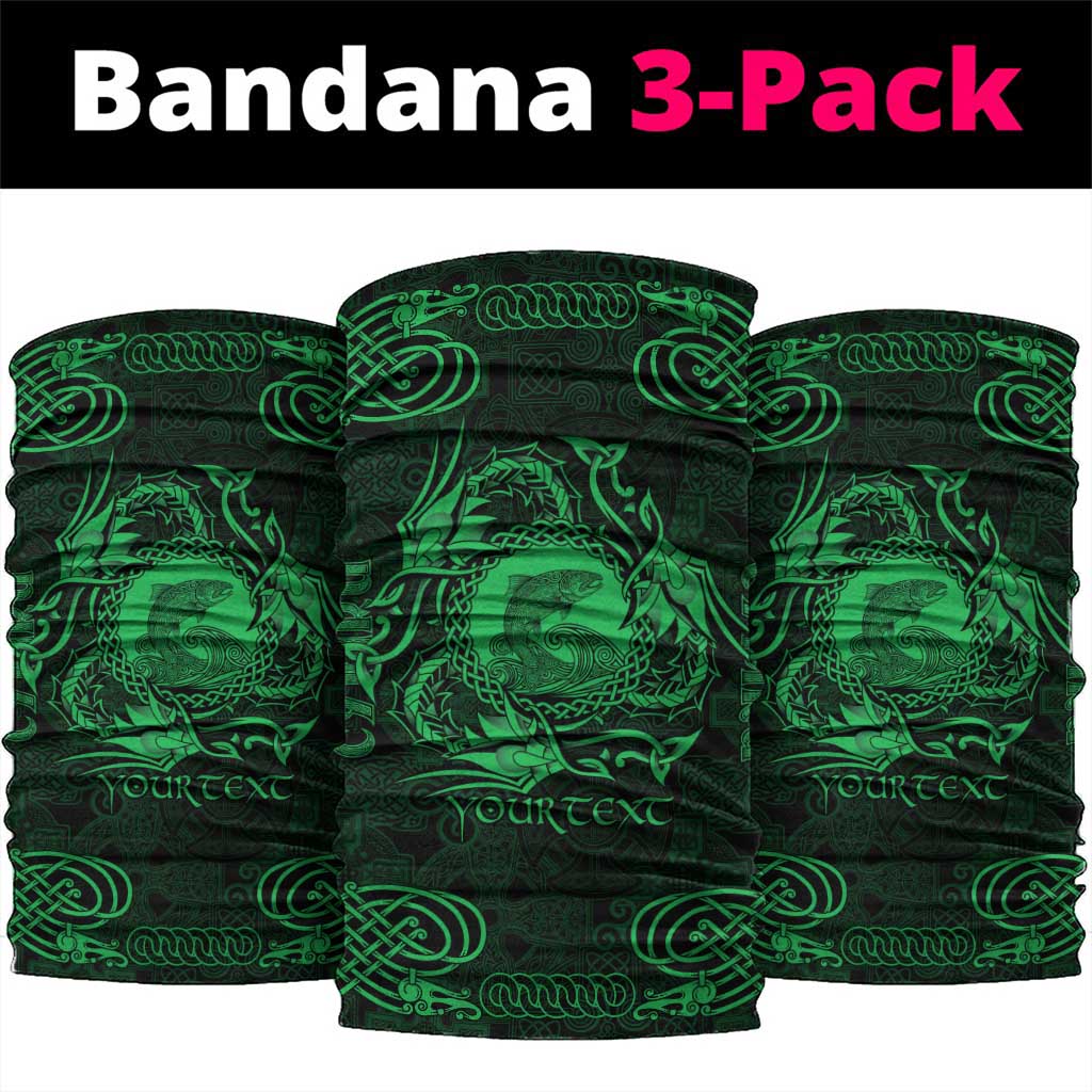 Personalized Cardiganshire Ceredigion Neck Gaiter Green Leaping Salmon Celtic-inspired - Wonder Print Shop