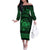 Personalized Cardiganshire Ceredigion Off The Shoulder Long Sleeve Dress Green Leaping Salmon Celtic-inspired - Wonder Print Shop