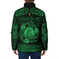 Personalized Cardiganshire Ceredigion Padded Jacket Green Leaping Salmon Celtic-inspired - Wonder Print Shop