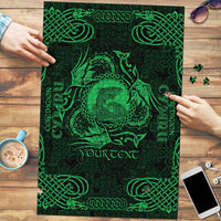 Personalized Cardiganshire Ceredigion Puzzle Green Leaping Salmon Celtic-inspired - Wonder Print Shop