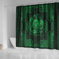 Personalized Cardiganshire Ceredigion Shower Curtain Green Leaping Salmon Celtic-inspired - Wonder Print Shop