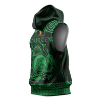 Personalized Cardiganshire Ceredigion Sleeveless Hoodie Green Leaping Salmon Celtic-inspired - Wonder Print Shop
