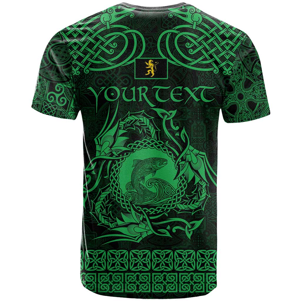 Personalized Cardiganshire Ceredigion T Shirt Green Leaping Salmon Celtic-inspired - Wonder Print Shop