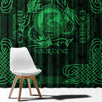 Personalized Cardiganshire Ceredigion Window Curtain Green Leaping Salmon Celtic-inspired - Wonder Print Shop