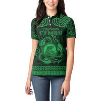 Personalized Cardiganshire Ceredigion Women Polo Shirt Green Leaping Salmon Celtic-inspired - Wonder Print Shop