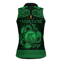 Personalized Cardiganshire Ceredigion Women Sleeveless Polo Shirt Green Leaping Salmon Celtic-inspired - Wonder Print Shop