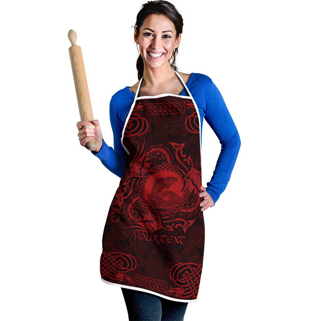 Personalized Cardiganshire Ceredigion Apron Red Leaping Salmon Celtic-inspired - Wonder Print Shop