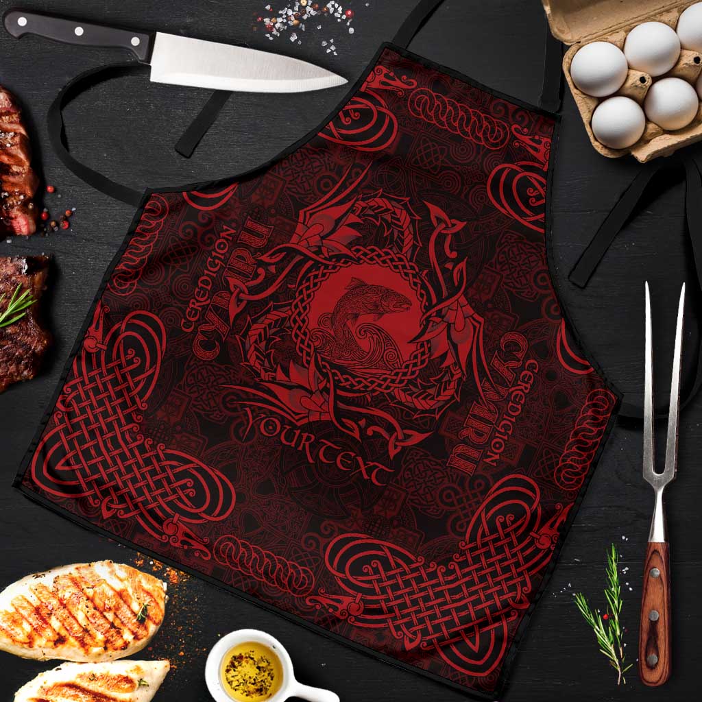 Personalized Cardiganshire Ceredigion Apron Red Leaping Salmon Celtic-inspired - Wonder Print Shop