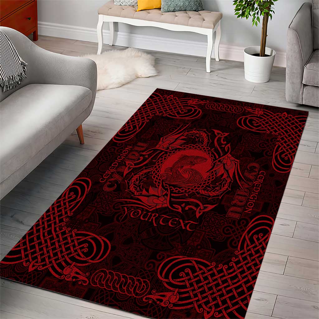 Personalized Cardiganshire Ceredigion Area Rug Red Leaping Salmon Celtic-inspired - Wonder Print Shop