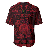 Personalized Cardiganshire Ceredigion Baseball Jersey Red Leaping Salmon Celtic-inspired - Wonder Print Shop