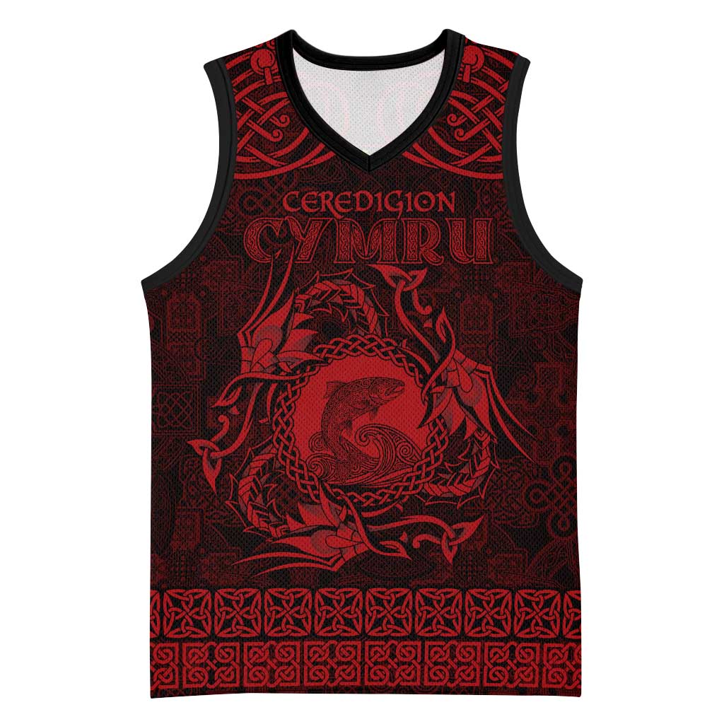 Personalized Cardiganshire Ceredigion Basketball Jersey Red Leaping Salmon Celtic-inspired - Wonder Print Shop