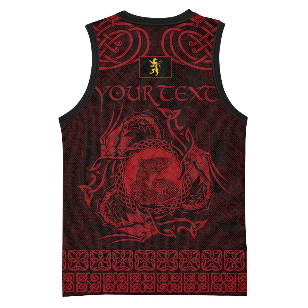 Personalized Cardiganshire Ceredigion Basketball Jersey Red Leaping Salmon Celtic-inspired - Wonder Print Shop