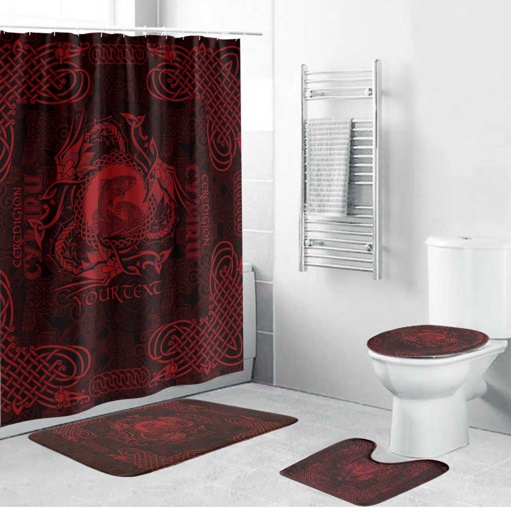 Personalized Cardiganshire Ceredigion Bathroom Set Red Leaping Salmon Celtic-inspired - Wonder Print Shop