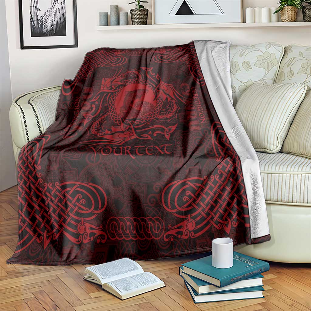 Personalized Cardiganshire Ceredigion Blanket Red Leaping Salmon Celtic-inspired - Wonder Print Shop