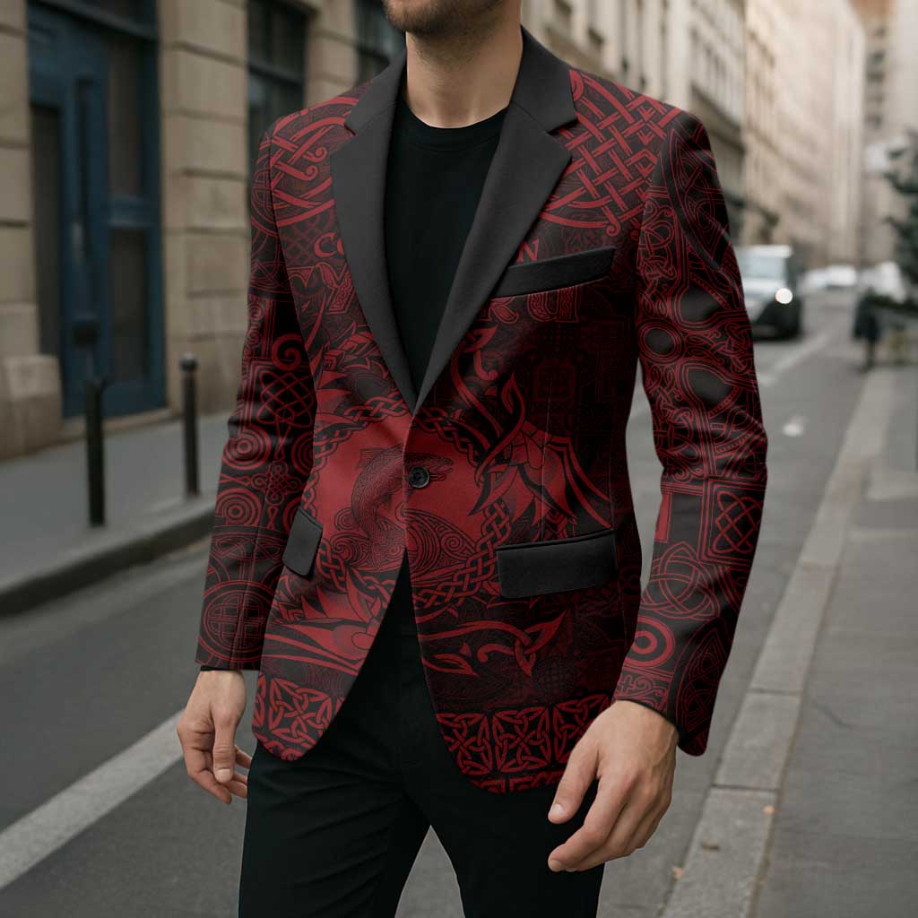 Personalized Cardiganshire Ceredigion Blazer Red Leaping Salmon Celtic-inspired - Wonder Print Shop