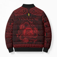 Personalized Cardiganshire Ceredigion Bomber Puffer Jacket Red Leaping Salmon Celtic-inspired - Wonder Print Shop
