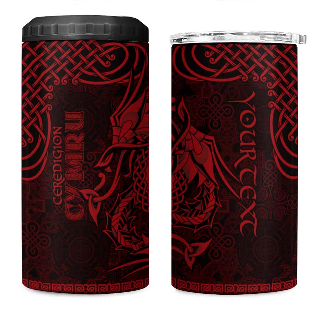 Personalized Cardiganshire Ceredigion 4 in 1 Can Cooler Tumbler Red Leaping Salmon Celtic-inspired - Wonder Print Shop