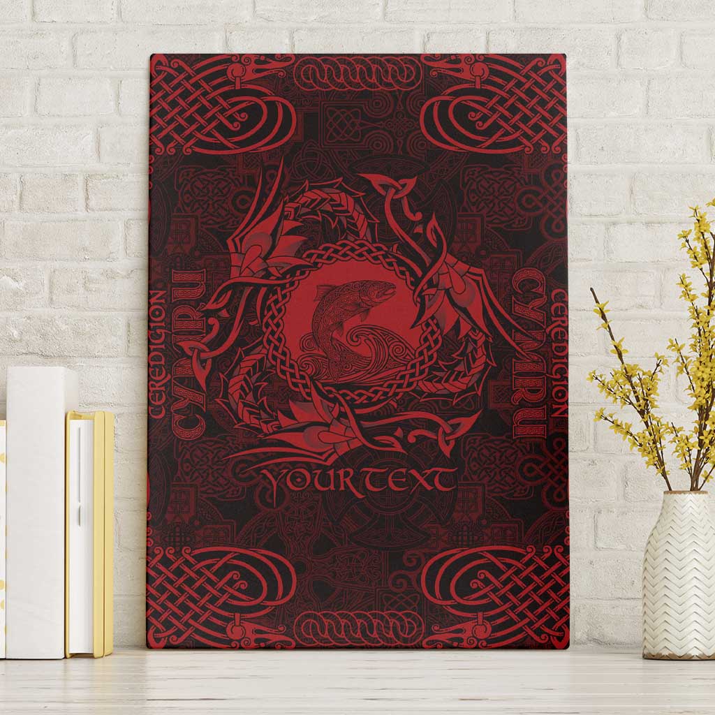 Personalized Cardiganshire Ceredigion Canvas Wall Art Red Leaping Salmon Celtic-inspired - Wonder Print Shop