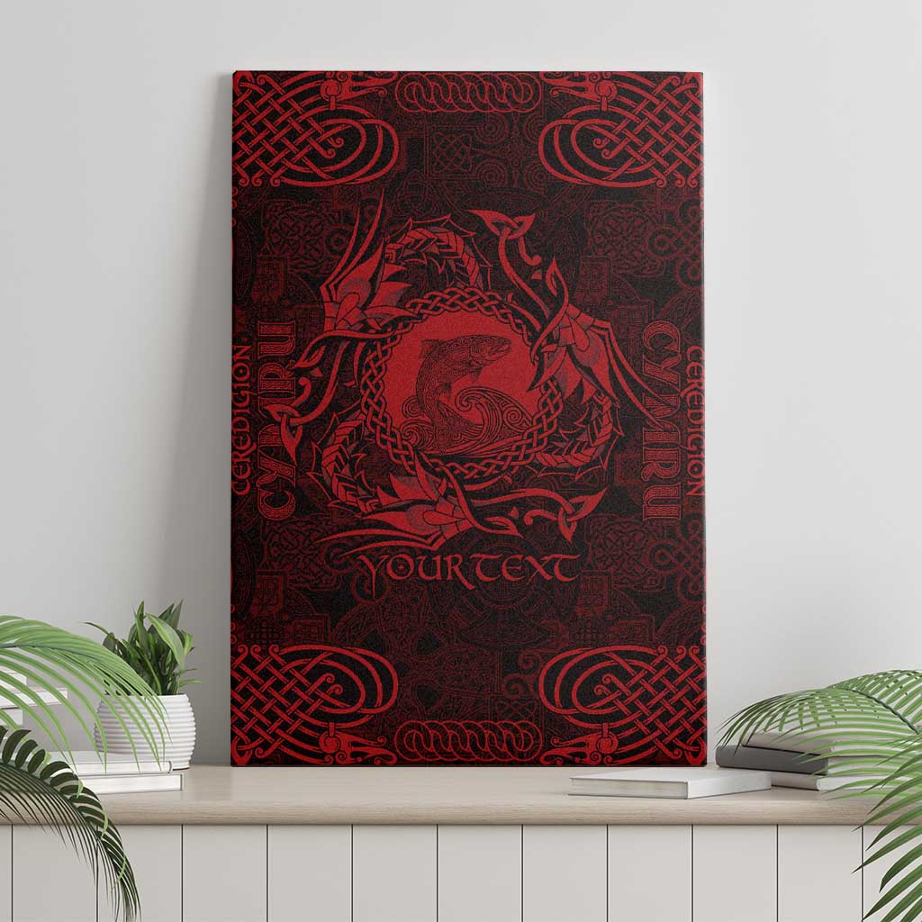 Personalized Cardiganshire Ceredigion Canvas Wall Art Red Leaping Salmon Celtic-inspired - Wonder Print Shop