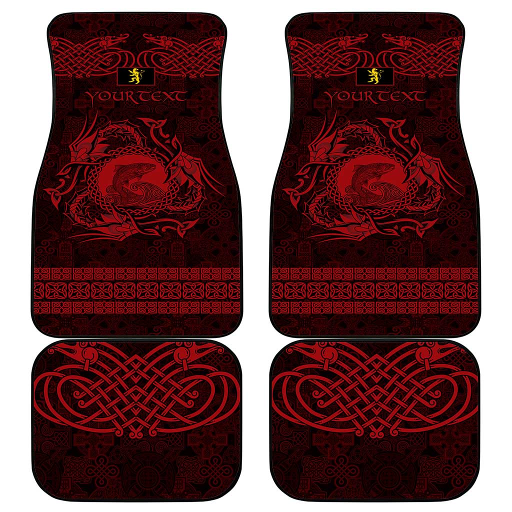 Personalized Cardiganshire Ceredigion Car Mats Red Leaping Salmon Celtic-inspired - Wonder Print Shop