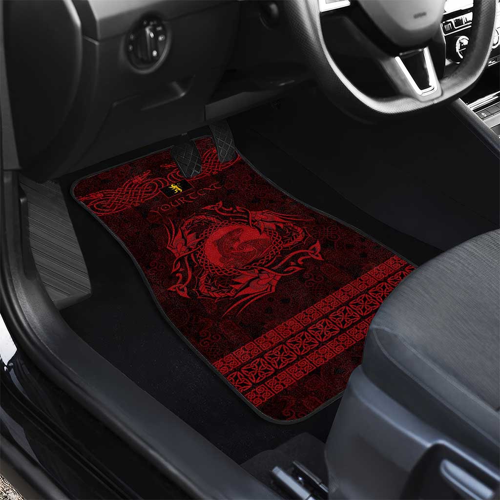 Personalized Cardiganshire Ceredigion Car Mats Red Leaping Salmon Celtic-inspired - Wonder Print Shop