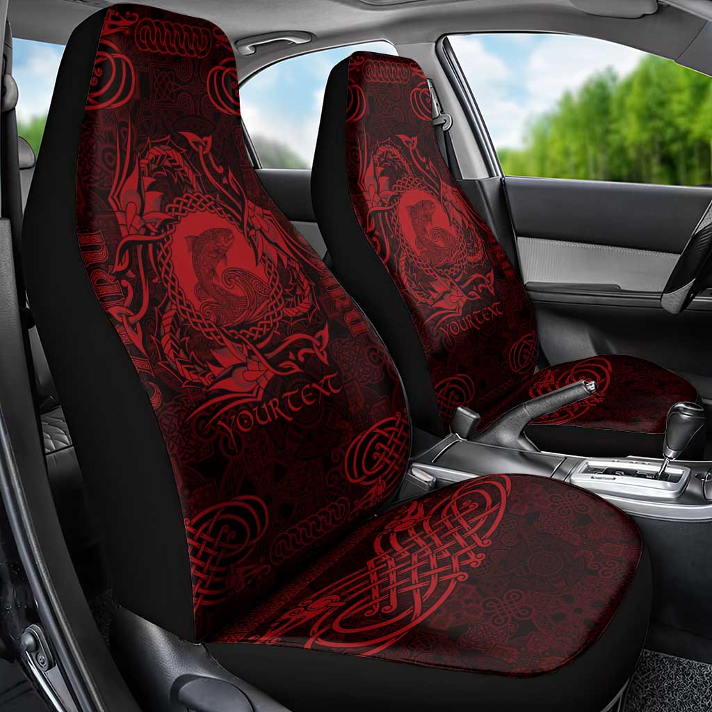 Personalized Cardiganshire Ceredigion Car Seat Cover Red Leaping Salmon Celtic-inspired - Wonder Print Shop