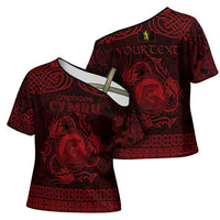 Personalized Cardiganshire Ceredigion Cross Shoulder Shirt Red Leaping Salmon Celtic-inspired - Wonder Print Shop