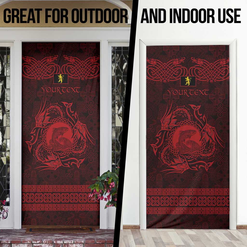 Personalized Cardiganshire Ceredigion Door Cover Red Leaping Salmon Celtic-inspired - Wonder Print Shop