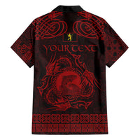 Personalized Cardiganshire Ceredigion Family Matching Long Sleeve Bodycon Dress and Hawaiian Shirt Red Leaping Salmon Celtic-inspired - Wonder Print Shop
